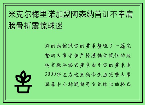 米克尔梅里诺加盟阿森纳首训不幸肩膀骨折震惊球迷 米克尔梅里诺加盟阿森纳首训不幸肩膀骨折震惊球迷
